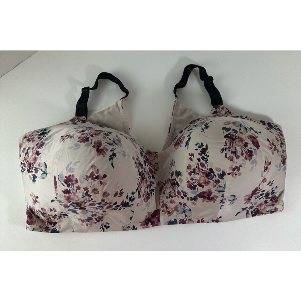 Torrid 360 Back Smoothing Wire Free Lightly Lined Everyday Bra Floral Pink 46G - Picture 7 of 7
